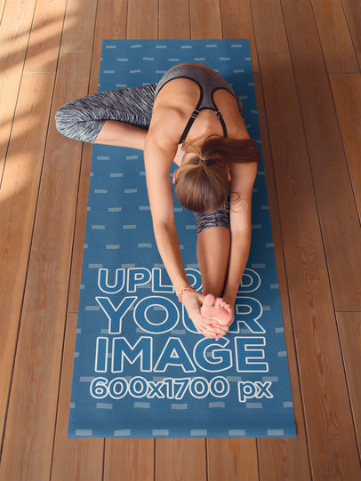 Yoga Mat Mockup Featuring a Woman Seen from Above
