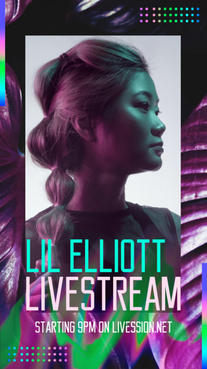 Instagram Story Generator for a Music Livestrame Featuring Acid Colors 2607p