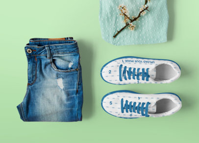 Sneakers Mockup Featuring a Pair of Jeans