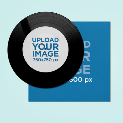 Mockup of a Vinyl Record Featuring a Customizable Background