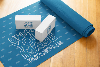 Mockup of Two Yoga Blocks over a Training Mat