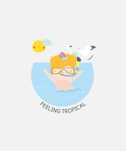 Kids T-Shirt Design Maker Featuring an Illustration of a Boy Snorkeling