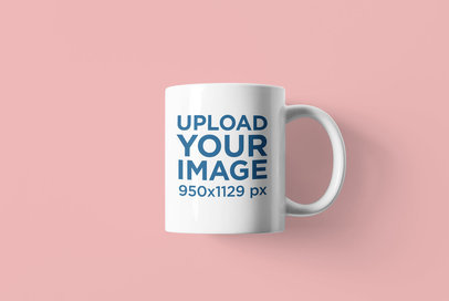 Mockup Featuring a Customizable 11 oz Coffee Mug Over a Colored Surface 