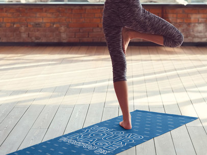  Mockup Featuring a Woman Standing on a Yoga Mat