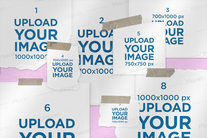 Mood Board Mockup Featuring a Bunch of Ripped Papers