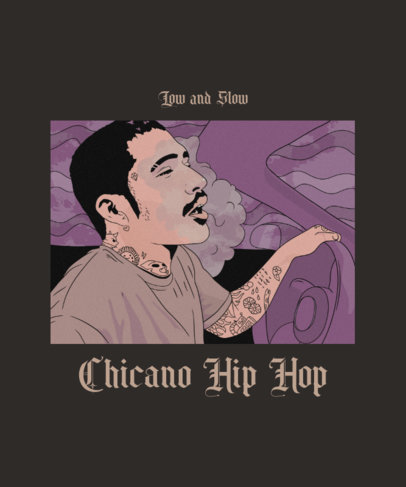 Illustrated Hip Hop T-Shirt Design Template with a Chicano Character