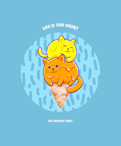 T-Shirt Design Maker Featuring Melting Cat-Shaped Ice Creams 1876a-el1