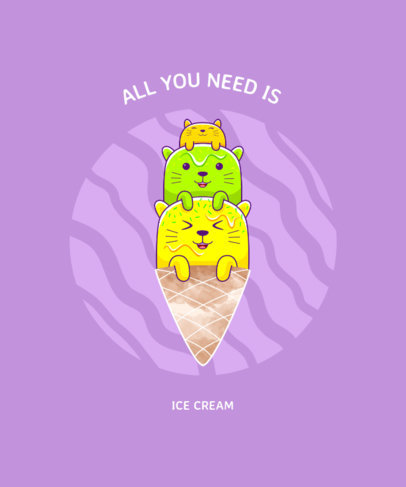 Colorful T-Shirt Design Creator with Three Ice Cream Cats