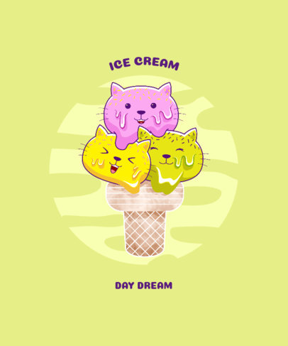 Kids T-Shirt Design Maker with Funny Cats on an Ice Cream Cone 1876c-el1