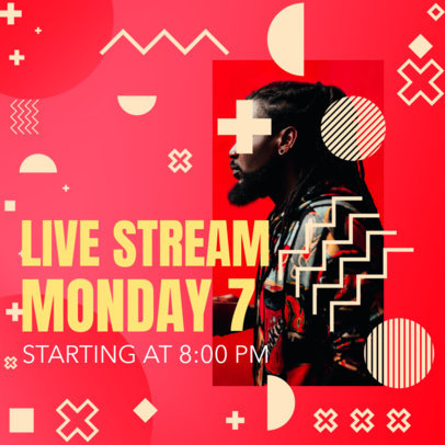 Instagram Post Generator for a Live Music Stream Featuring Geometric Shapes