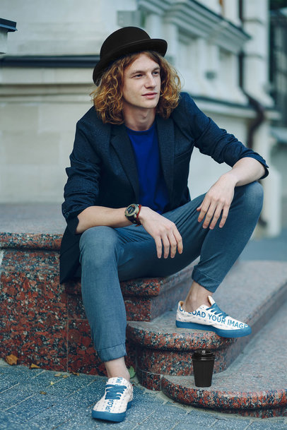 Sneakers Mockup Featuring a Stylish Man