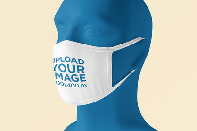 Face Mask Mockup Featuring a Mannequin Against a Customizable Background