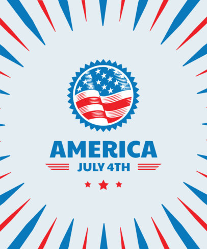 T-Shirt Design Template with a Waving American Flag Icon for 4th of July