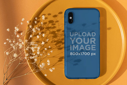 Mockup of a Clear Phone Case Featuring a Monochromatic Background