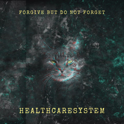 Techno Music Album Cover Design Template with a Cat Graphic