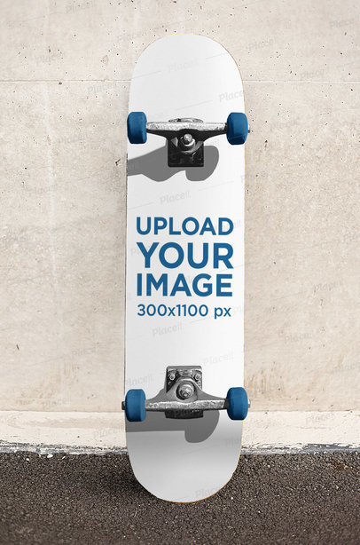Mockup of a Skateboard Leaning on a Stone Wall 4651-el1