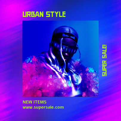 Instagram Post Maker for a Streetwear Collection with Iridescent Graphics