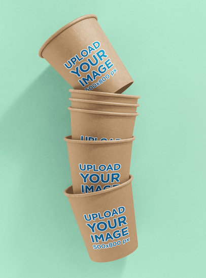 Mockup Featuring Multiple Coffee Cups 
