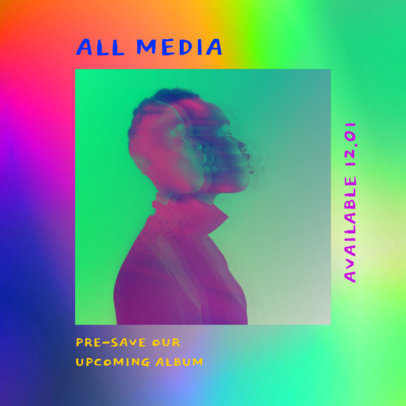 Instagram Post Template with Iridescent Color for an Upcoming Musical Album