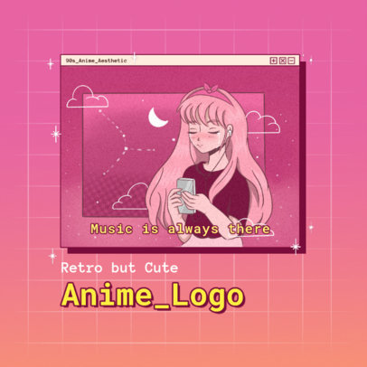 Gaming Logo Maker Featuring an Anime Girl Under the Moonlight 3342d