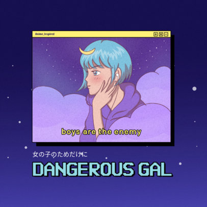 Anime-Inspired Logo Maker with a Tough Girl Character Graphic 3342f