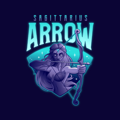 Gaming Logo Template with a Sagittarius Female Archer