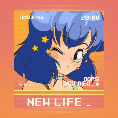 Logo Generator for a 90's Playlist Cover with a Winking Anime Girl 3343c