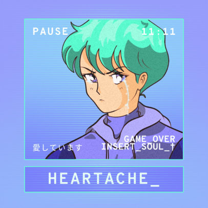 Gaming Logo Generator Featuring a Melancholic Anime Character 3343d