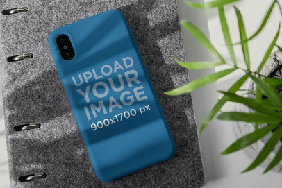 Phone Case Mockup Featuring a Little Plant
