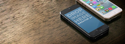 Mockup of an iPhone 5s on a Wooden Table  