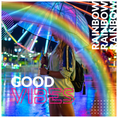 Rainbow-Themed Instagram Post Maker with Colorful Light Graphics 2642h