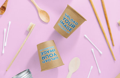 Mockup of Two Paper Cups Surrounded by Hygiene Products 36866-r-el2