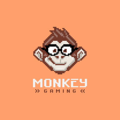 Gaming Logo Template Featuring a Cool Pixel Monkey 