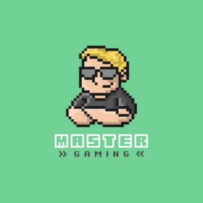 8-Bit Logo Template Featuring a Gamer