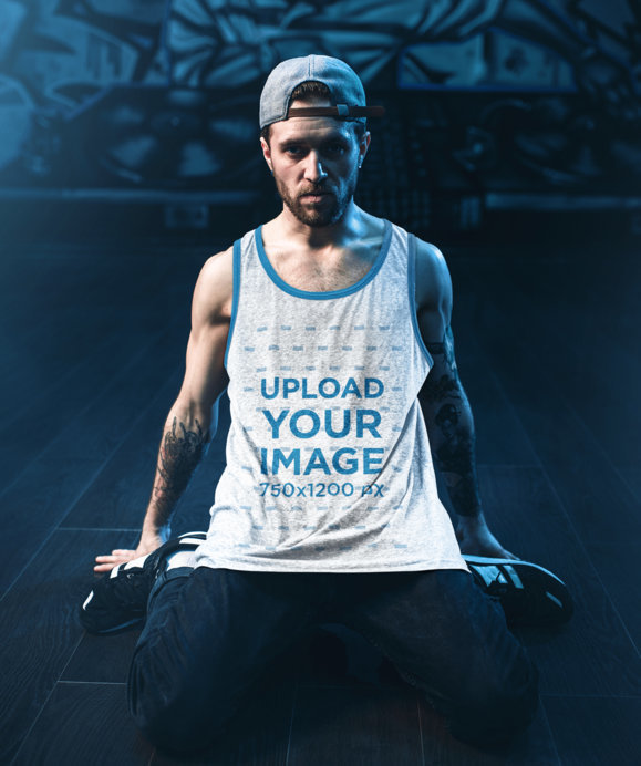 Tank Top Mockup of a Man with a Streetwear Look