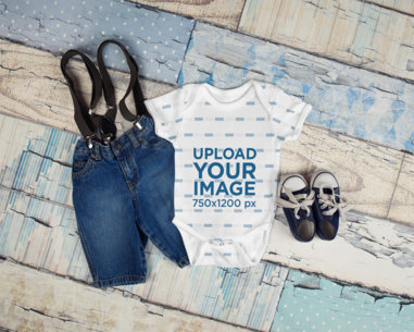 Mockup of a Toddler Outfit with a Baby Onesie 3746-el1