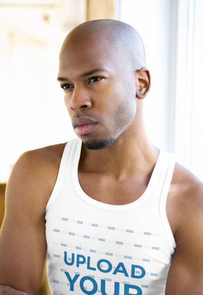 Tank Top Mockup of a Serious Man Posing