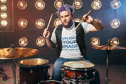 T-Shirt Mockup of a Male Drummer on Stage 37028-r-el2