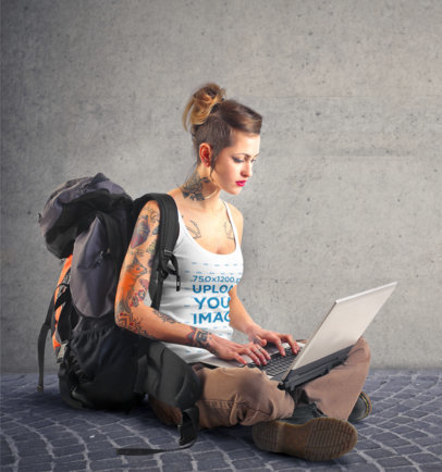 Tank Top Mockup Featuring a Digital Nomad 37605-r-el2