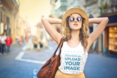 Tank Top Mockup Featuring a Stylish Young Woman