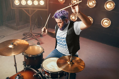 T-Shirt Mockup of a Drummer Performing on Stage 37029-r-el2