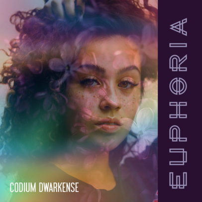 Album Cover Design Template Featuring an Iridescent Blur Filter 2644c