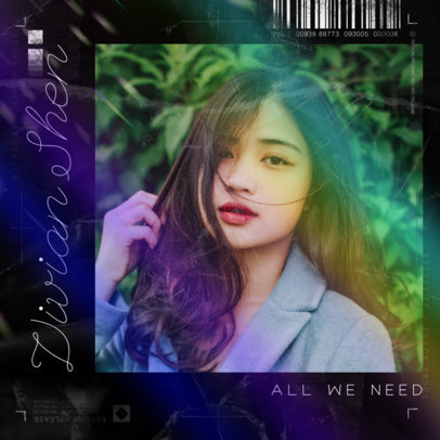 Cool Album Cover Design Template Featuring a Rainbow  Effect 2640g