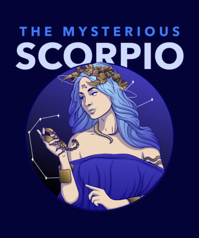 T-Shirt Design Maker Featuring Zodiac Sign Character Illustrations