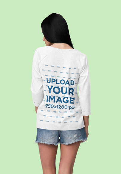 Back-View Mockup of a Woman Wearing a Rolled-Up Sweatshirt