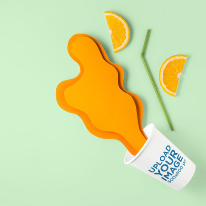 Fun Paper Cup Mockup Featuring Cut-Out Material and Orange Slices 36884-r-el2