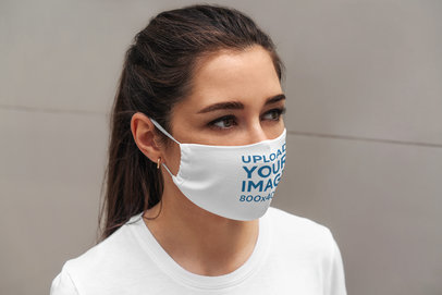 Face Mask Mockup Featuring a Young Woman 