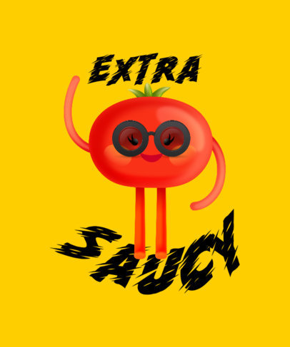 T-Shirt Design Template Featuring a Happy Tomato Cartoon 2652i
