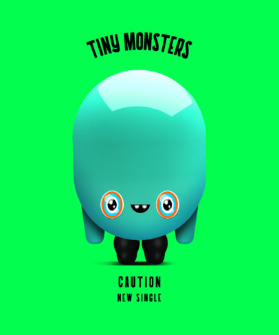 Kids T-Shirt Design Template Featuring a Tiny Imaginary Monster