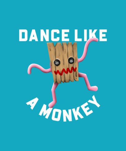T-Shirt Design Template Featuring a Dancing Wooden Character